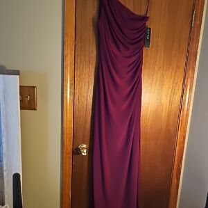 Ralph Lauren One-Shoulder Plum Gown
